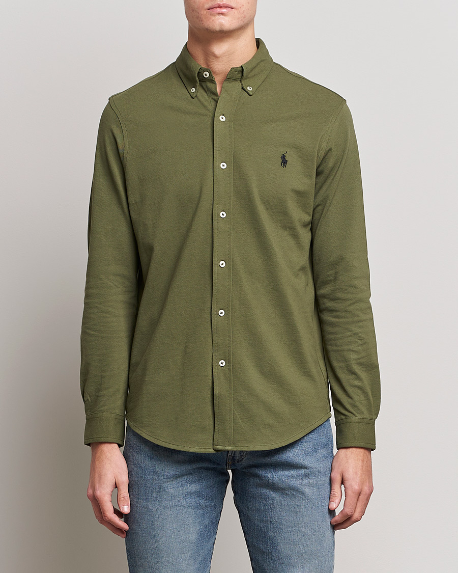 Herren | Polohemden | Polo Ralph Lauren | Slim Fit Featherweight Mesh Shirt Dark Sage