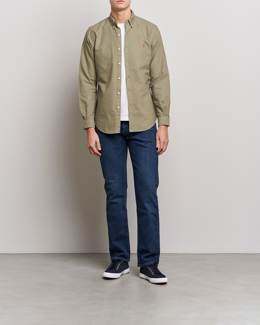 Herren | Hemden | Polo Ralph Lauren | Slim Fit Garment Dyed Oxford Shirt Sage Green