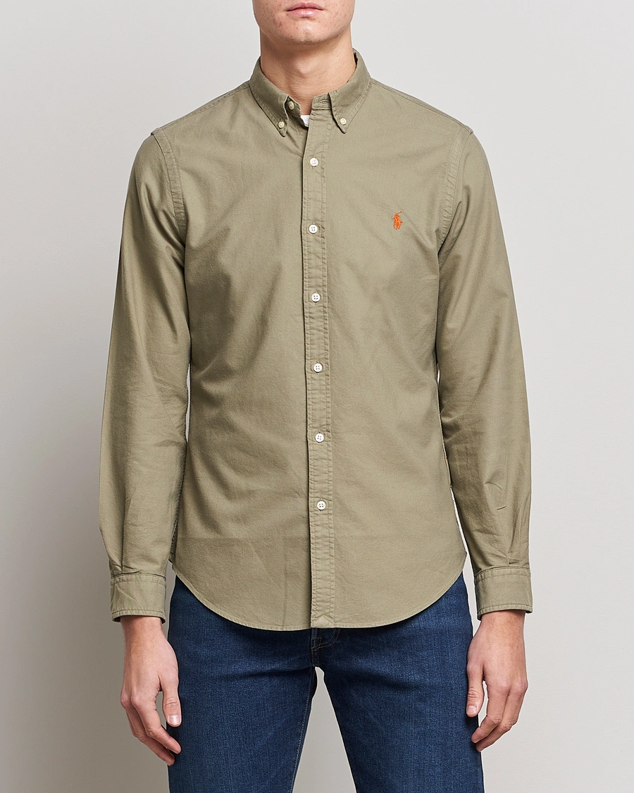 Herren |  | Polo Ralph Lauren | Slim Fit Garment Dyed Oxford Shirt Sage Green