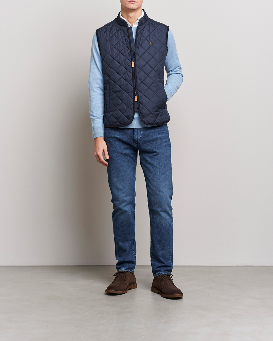 Herren | Morris Teddy Quilted Vest Old Blue | Morris | Teddy Quilted Vest Old Blue