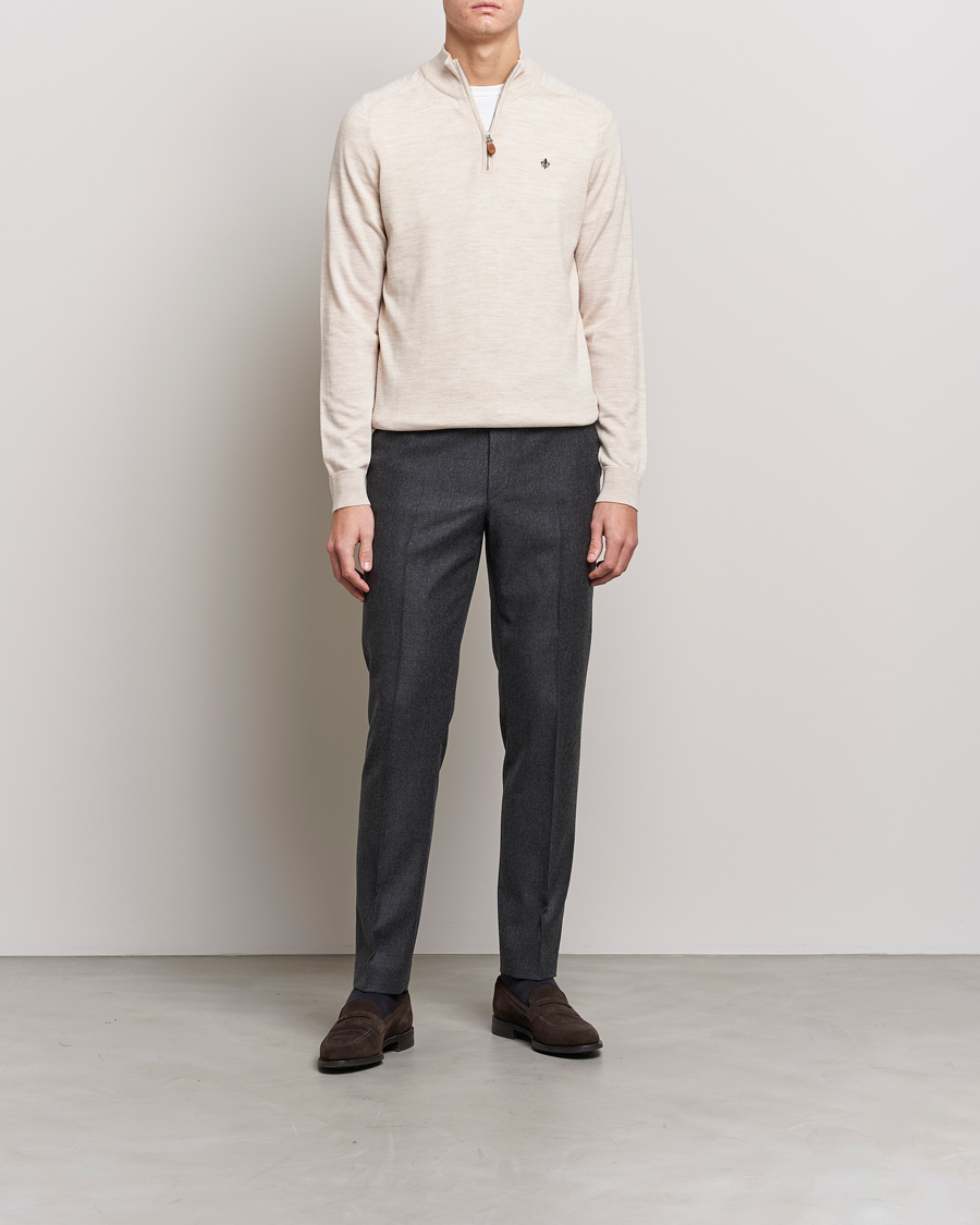 Herren | Pullover | Morris | John Merino Half Zip Ecru
