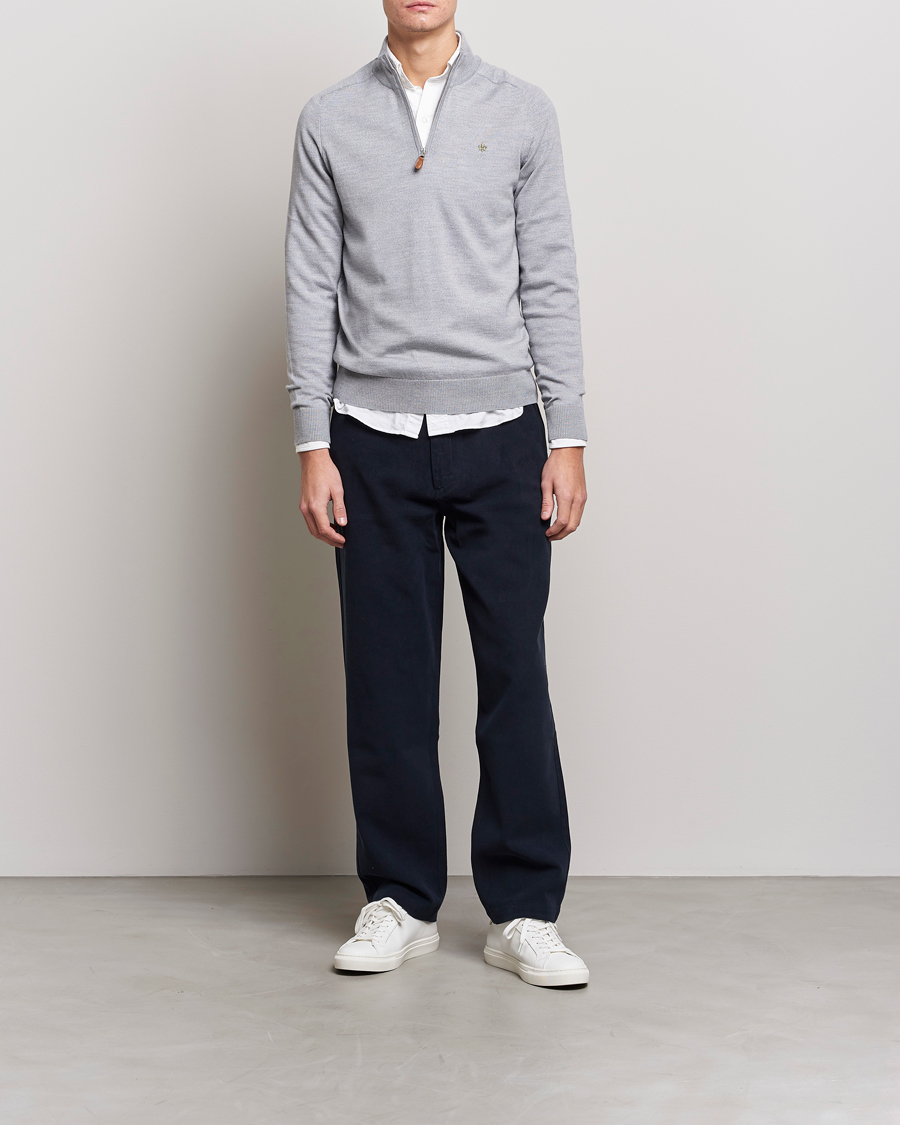 Herren | Pullover | Morris | John Merino Half Zip Grey
