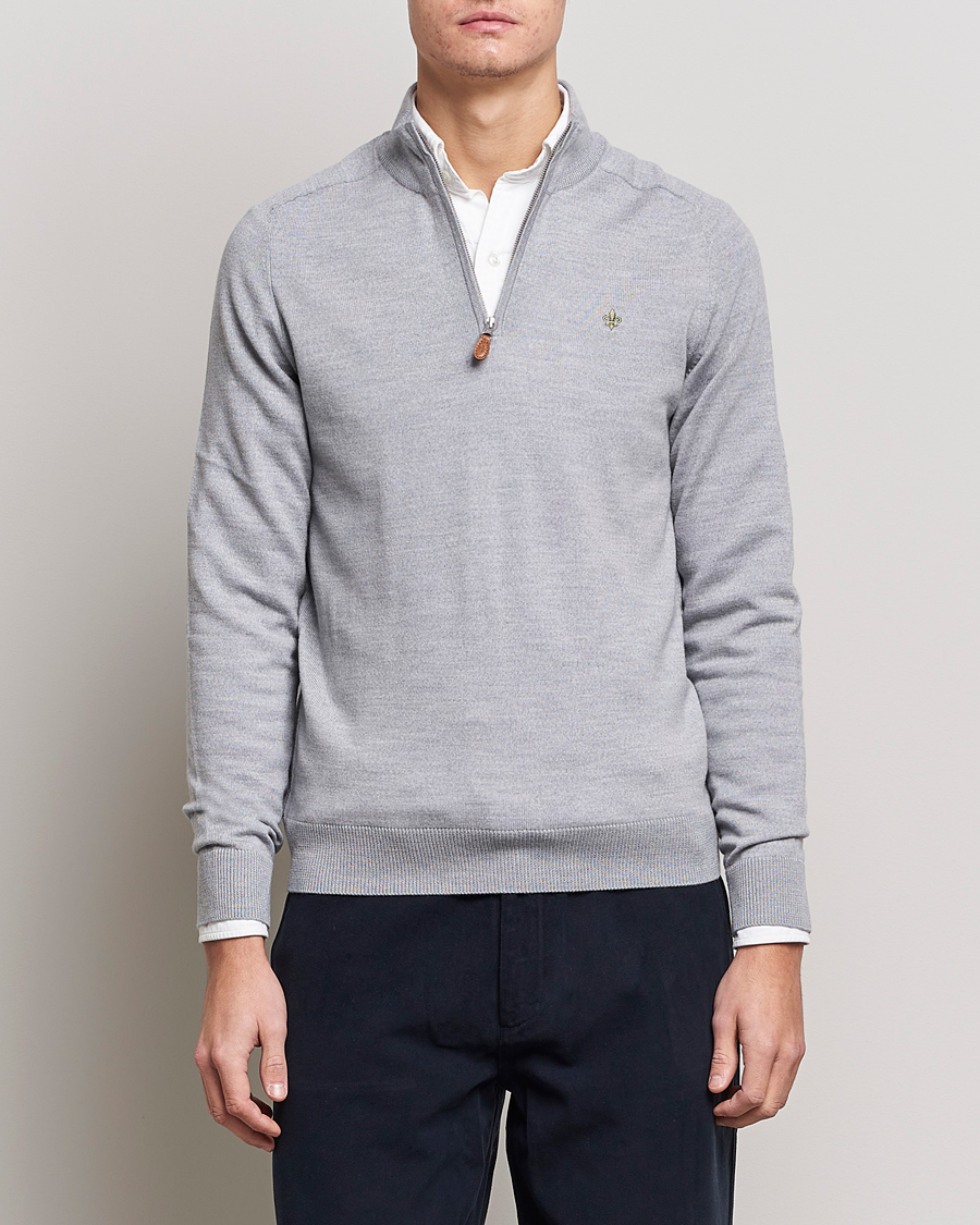 Herren | Pullover | Morris | John Merino Half Zip Grey