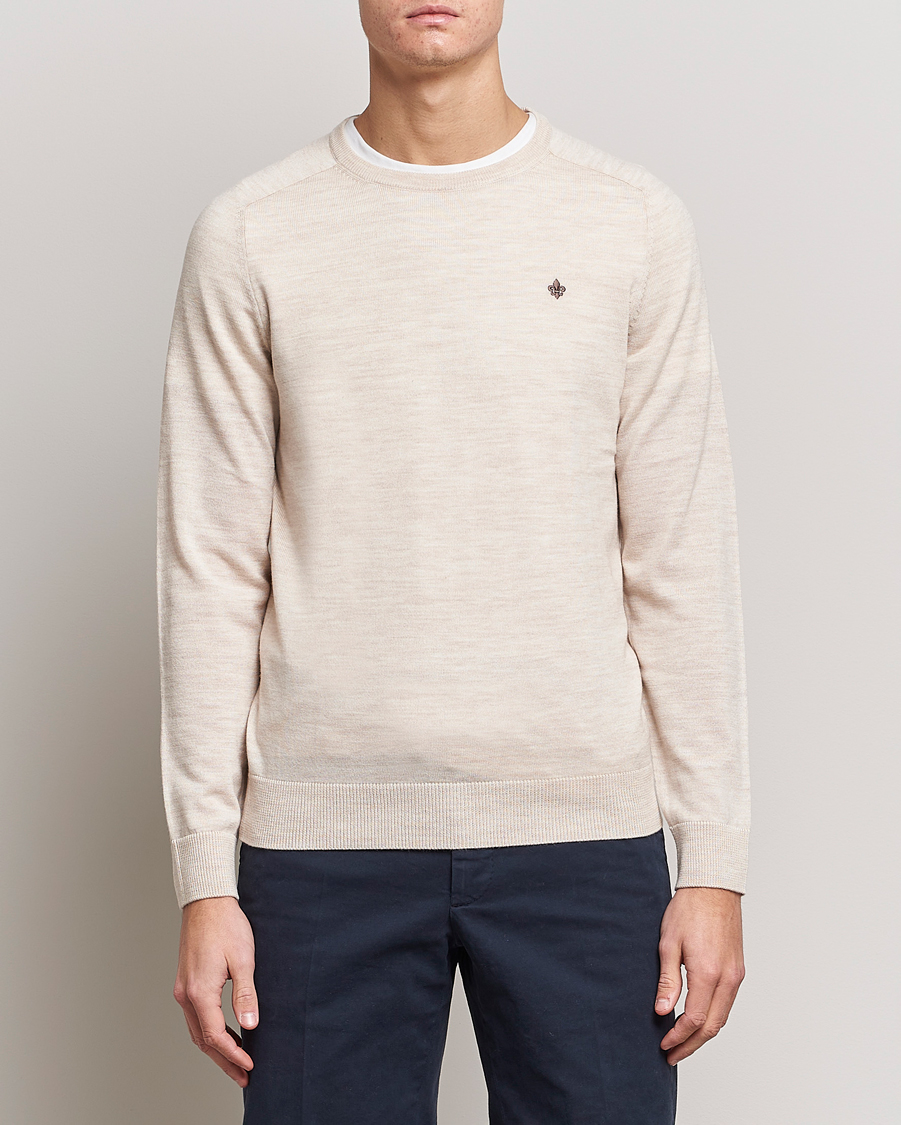 Herren | Rundausschnitt | Morris | Merino Crew Neck Pullover Ecru