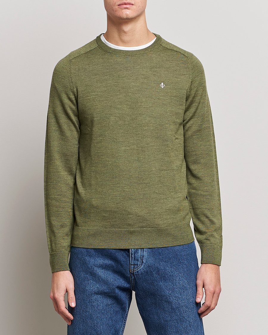 Herren | Rundausschnitt | Morris | Merino Crew Neck Pullover Sage Green