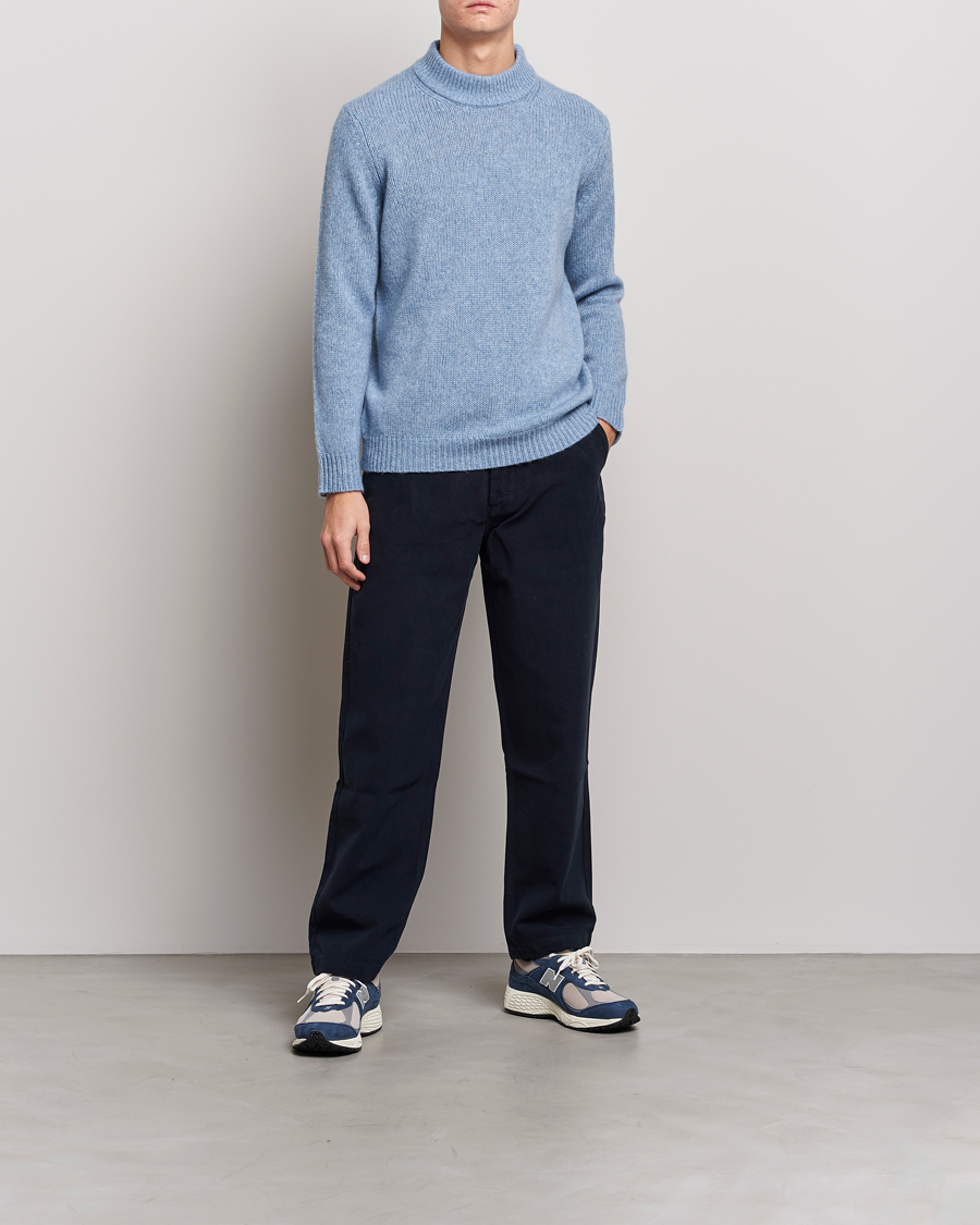 Herren | Pullover | NN07 | Nick Knitted Merino Mock Neck Light Blue Melange