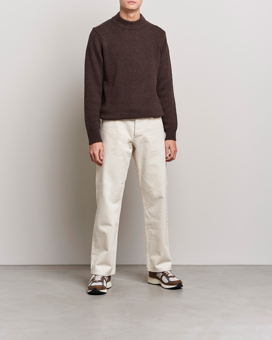 Herren | Pullover | NN07 | Nick Knitted Merino Mock Neck Dark Brown