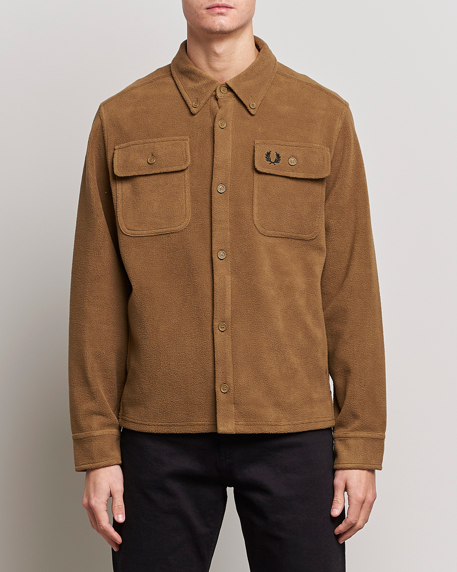 Herren | Overshirts | Fred Perry | Fleece Overshirt Shadded Stone