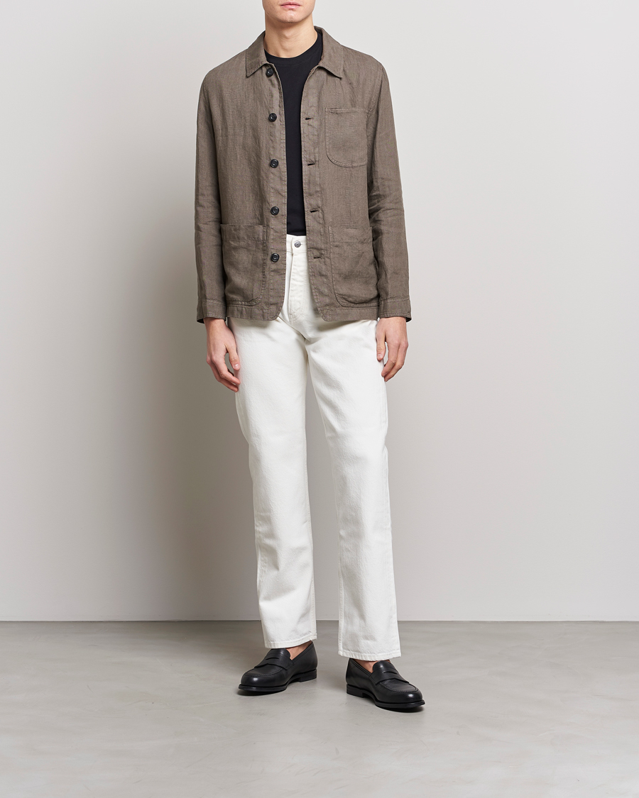 Herren | Hemden | Altea | Linen Shirt Jacket Olive
