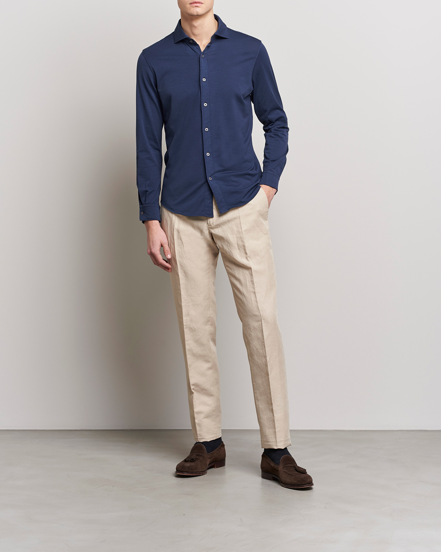 Herren | Hemden | Altea | Jersey Stretch Shirt Navy