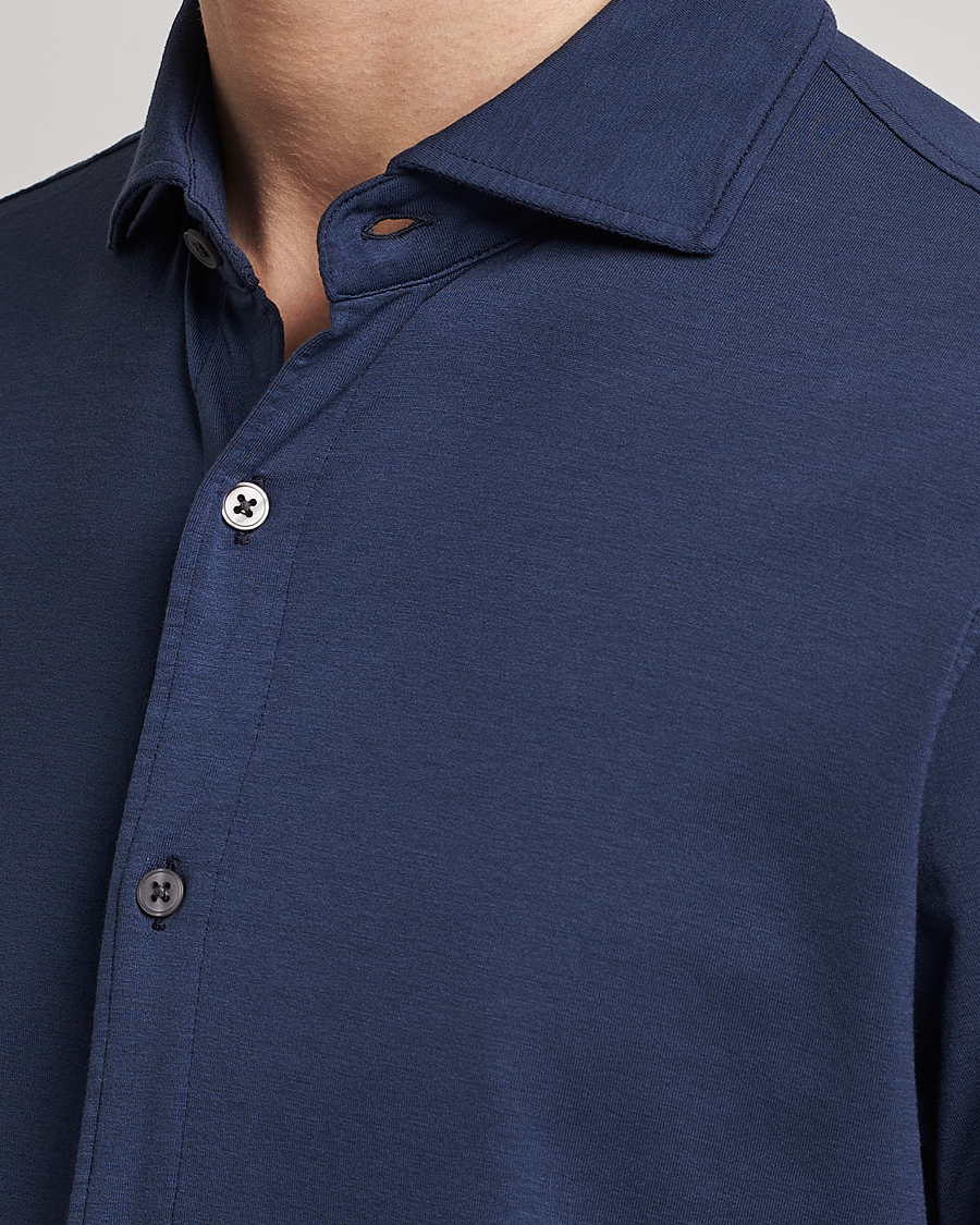 Herren | Hemden | Altea | Jersey Stretch Shirt Navy