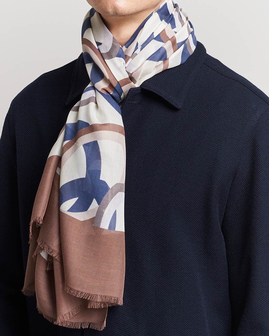 Herren | | Altea | Printed Scarf Navy/Brown