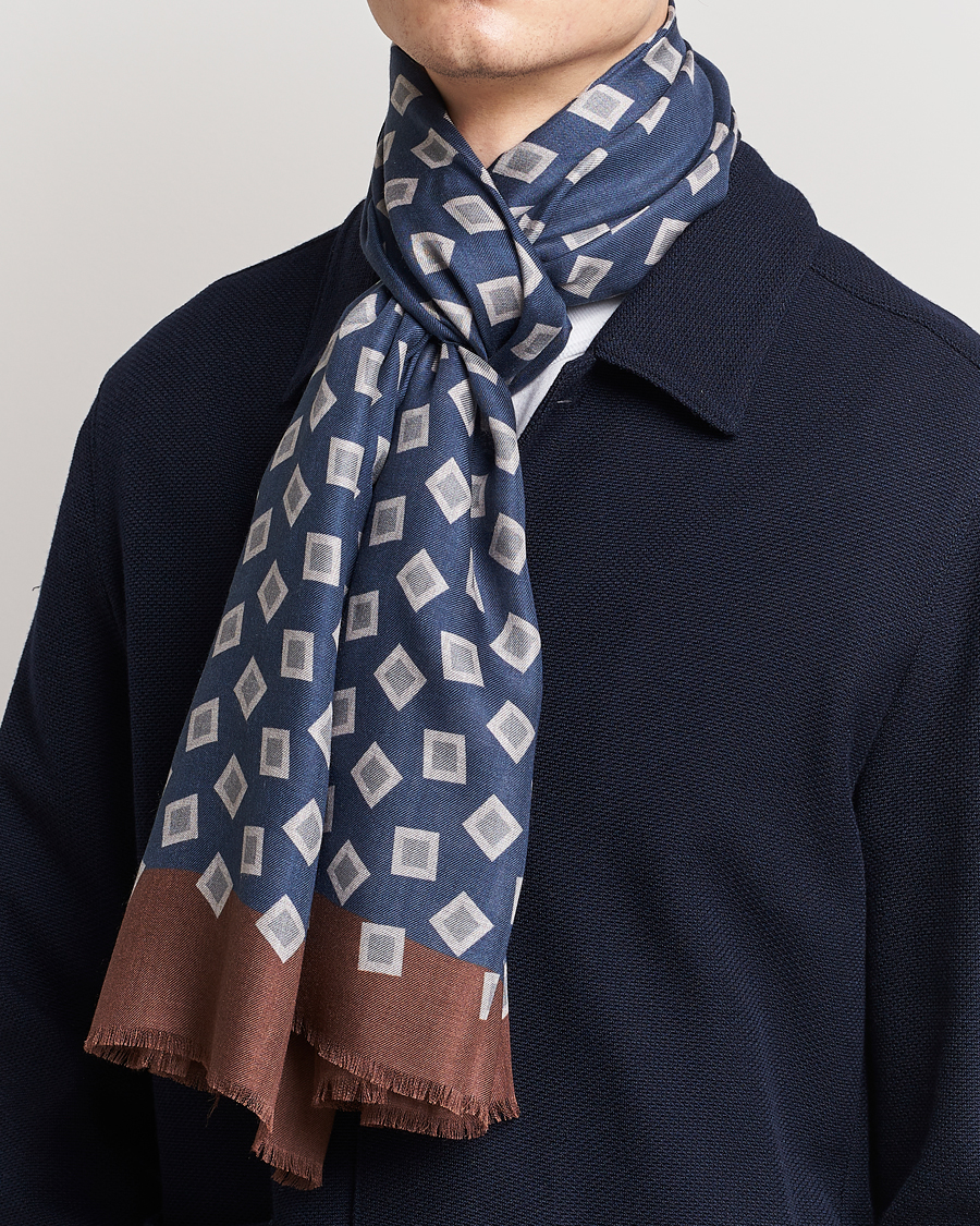 Herren | Italian Department | Altea | Printed Scarf Navy/Grey