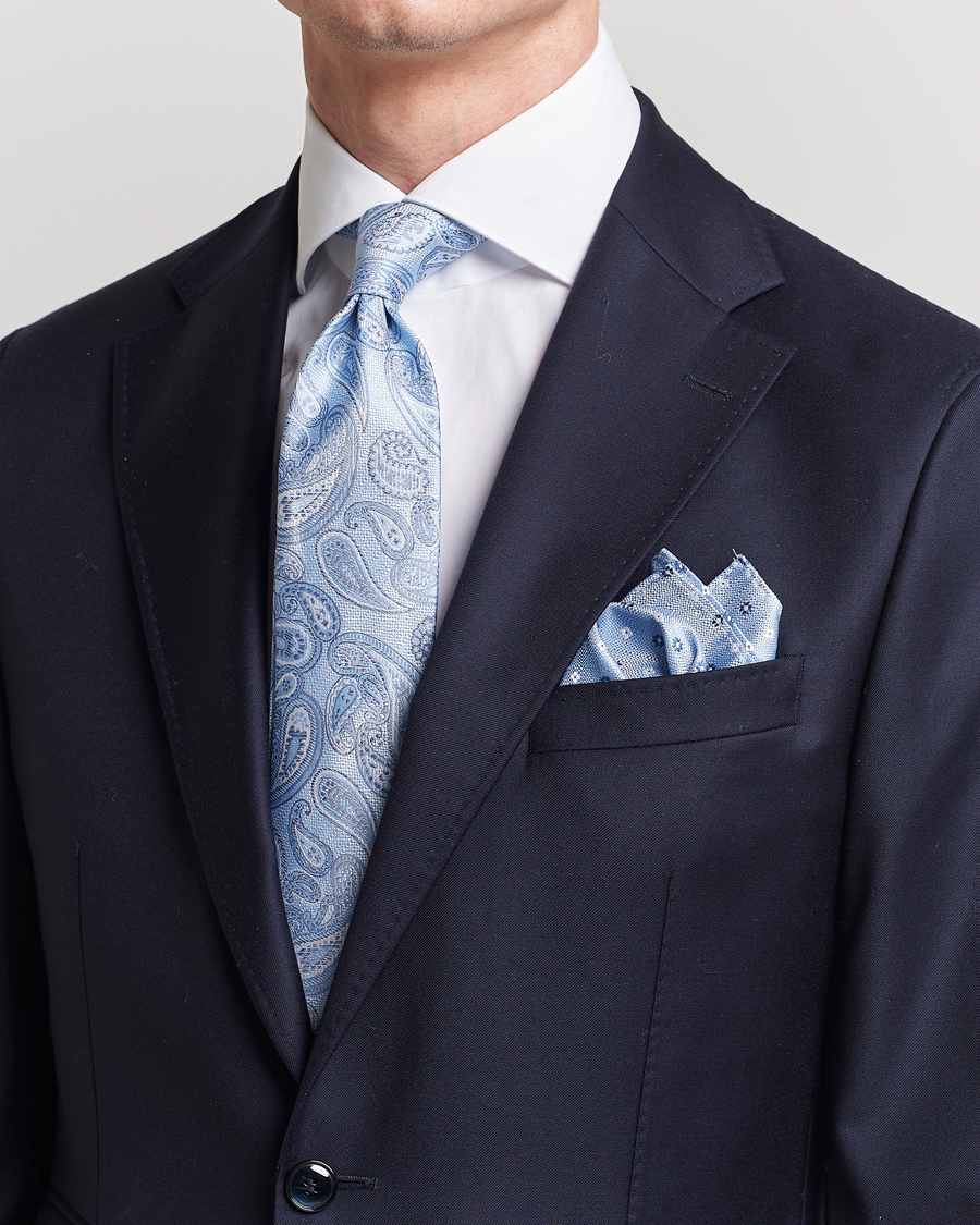 Herren | Business Casual | Amanda Christensen | Box Set Silk 8cm Tie With Pocket Square Blue