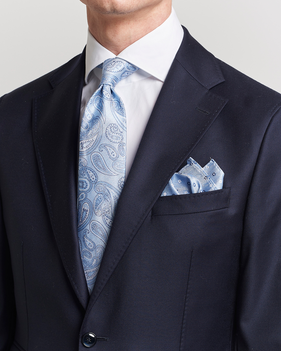 Herren | | Amanda Christensen | Box Set Silk 8cm Tie With Pocket Square Blue