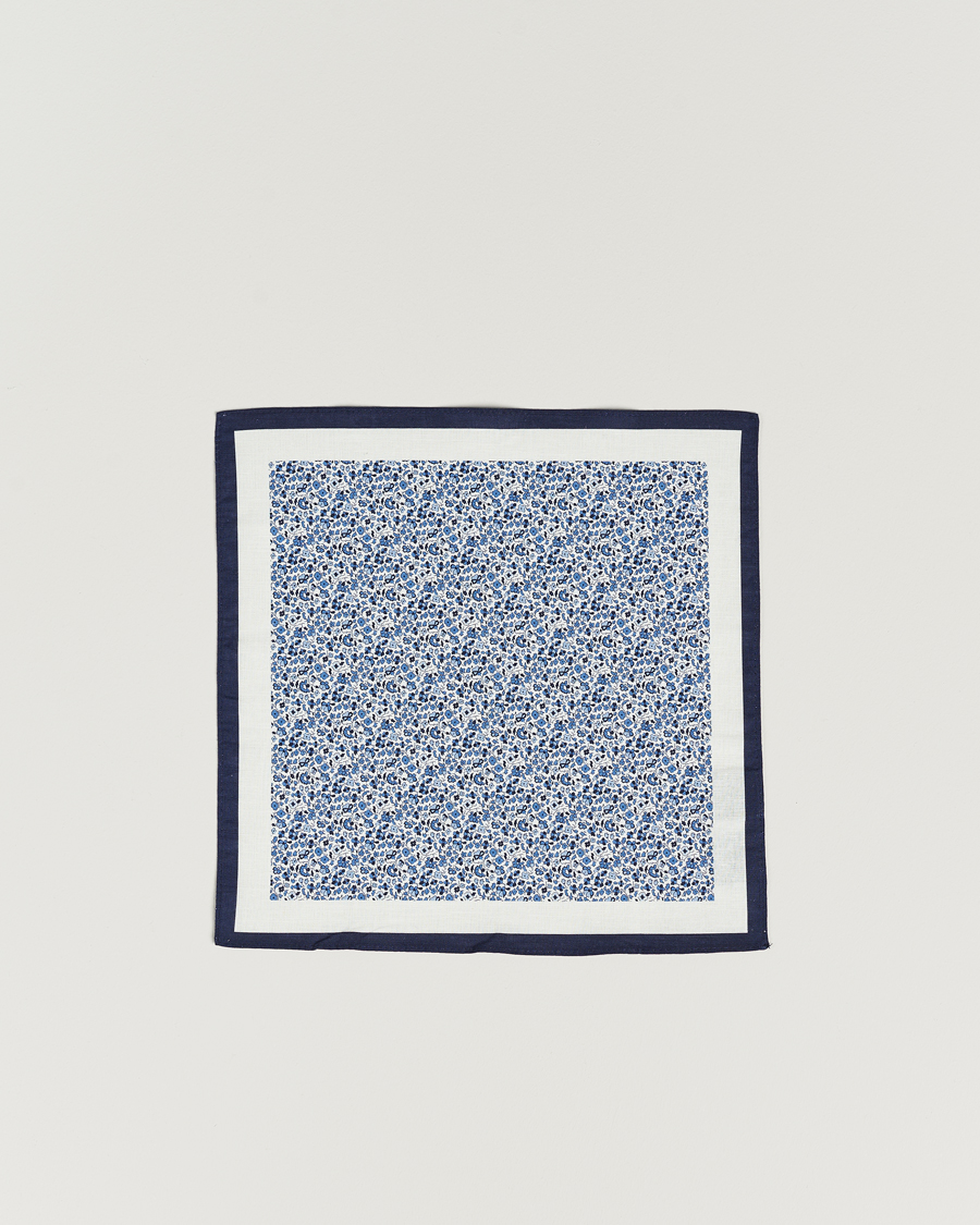 Herren | Krawatten | Amanda Christensen | Box Set Printed Linen 8cm Tie With Pocket Square Navy