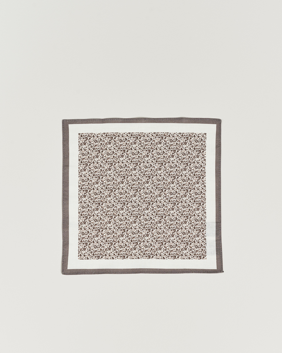 Herren | Krawatten | Amanda Christensen | Box Set Printed Linen 8cm Tie With Pocket Square Beige
