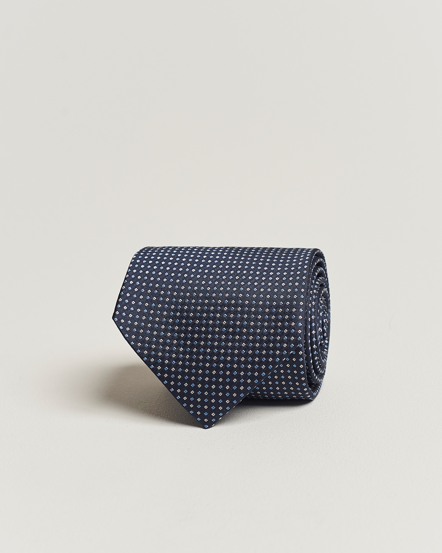 Herren | Amanda Christensen Silk Micro Printed 8cm Tie Navy | Amanda Christensen | Silk Micro Printed 8cm Tie Navy