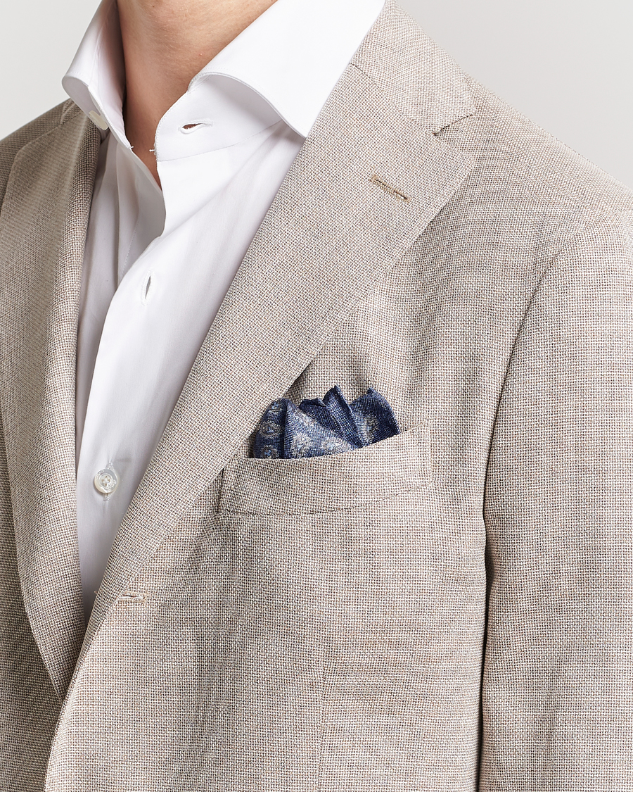 Herren | 30% sale | Amanda Christensen | Silk Oxford Printed Paisley Pocket Square Navy