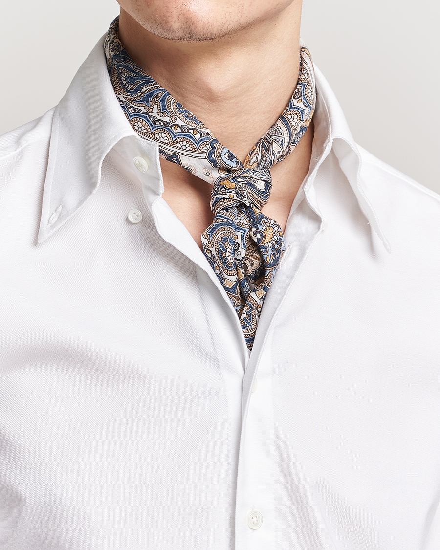 Herren | Accessoires | Amanda Christensen | Cotton Voilé Printed Large Paisley Bandana White