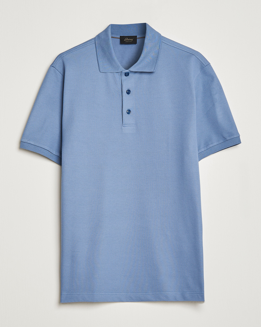 Herren | Poloshirt | Brioni | Mercerized Cotton Piquet Light Blue
