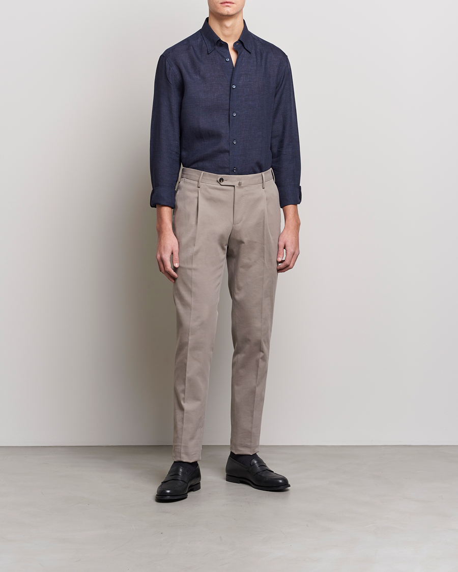 Herren | Hemden | Brioni | Linen Sport Shirt Navy