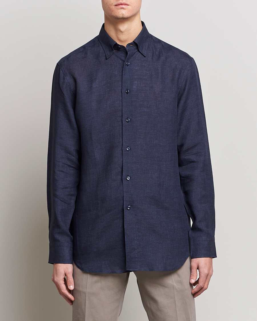 Herren | Hemden | Brioni | Linen Sport Shirt Navy