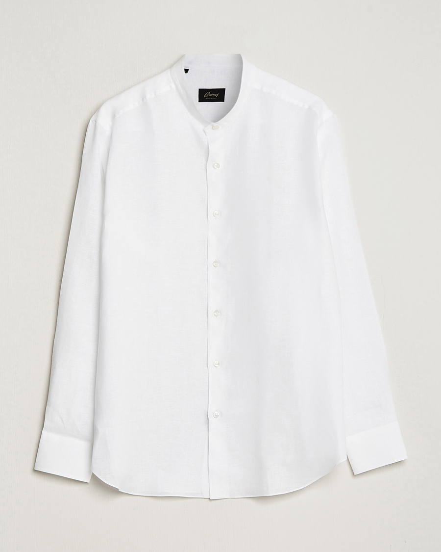 Herren | Hemden | Brioni | Linen Guru Collar Shirt White