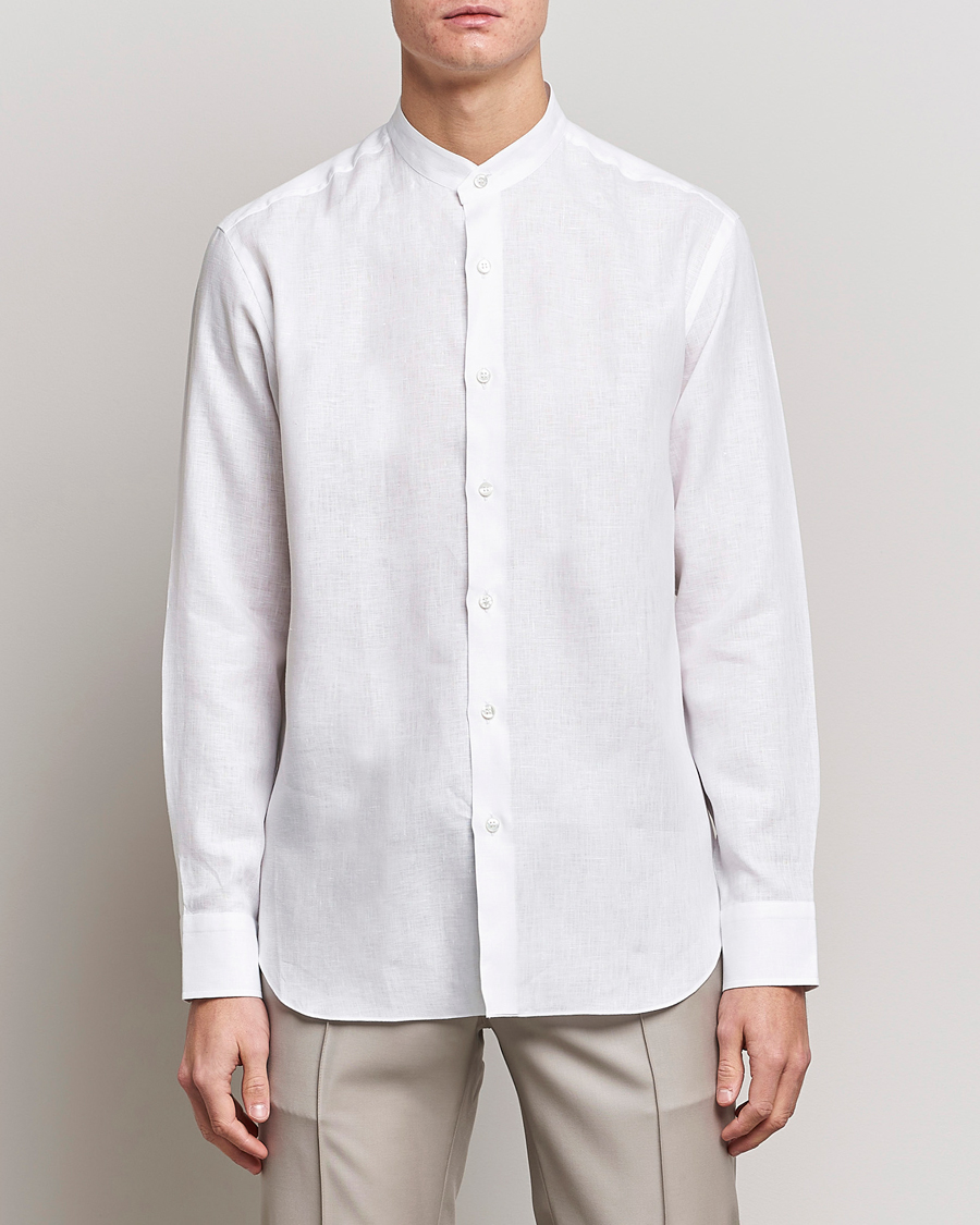 Herren |  | Brioni | Linen Guru Collar Shirt White