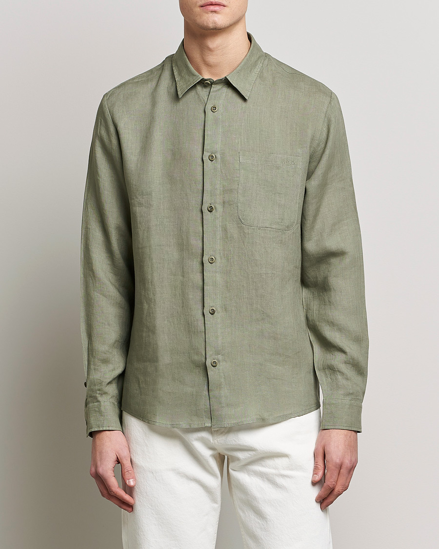 Herren |  | A.P.C. | Cassel Linen Shirt Light Olive