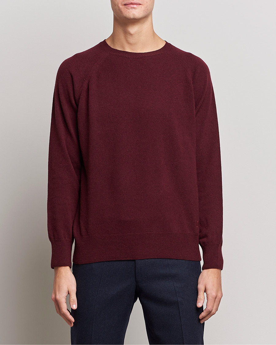 Herren |  | Oscar Jacobson | Gustaf Lambswool Raglan Crew Neck Burgundy