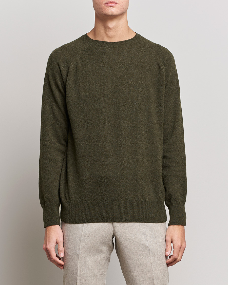 Herren |  | Oscar Jacobson | Gustaf Lambswool Raglan Crew Neck Moss Green