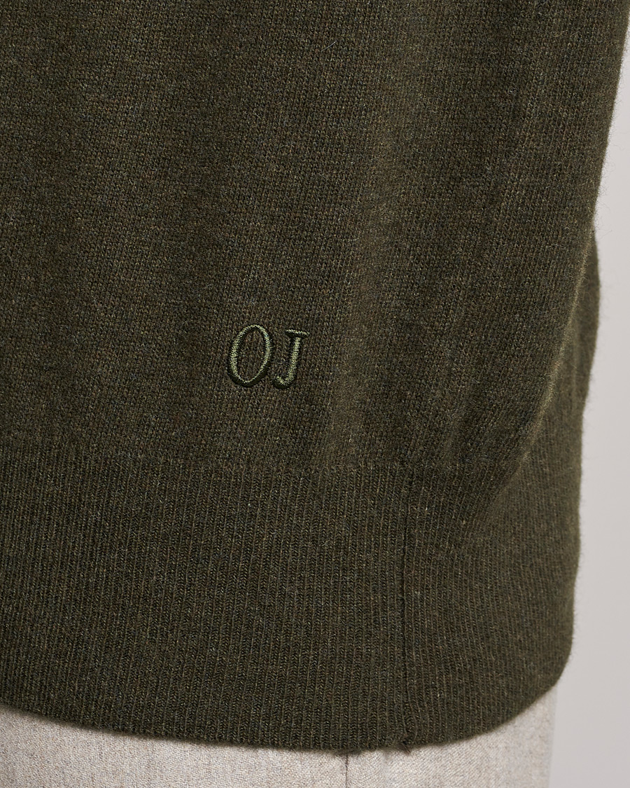 Herren | Pullover | Oscar Jacobson | Gustaf Lambswool Raglan Crew Neck Moss Green