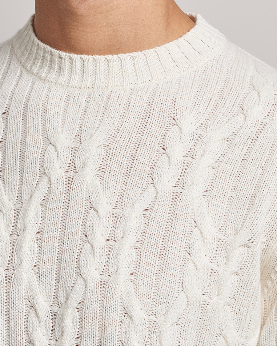 Herren | Pullover | Oscar Jacobson | Emmet Wool/Cashmere Structured Crew Neck Off White