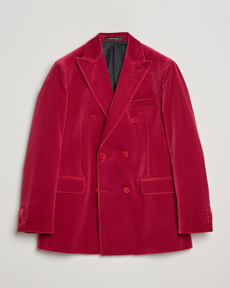 Herren | Sakkos | Oscar Jacobson | Farris Double Breasted Velvet Blazer Pink Berries