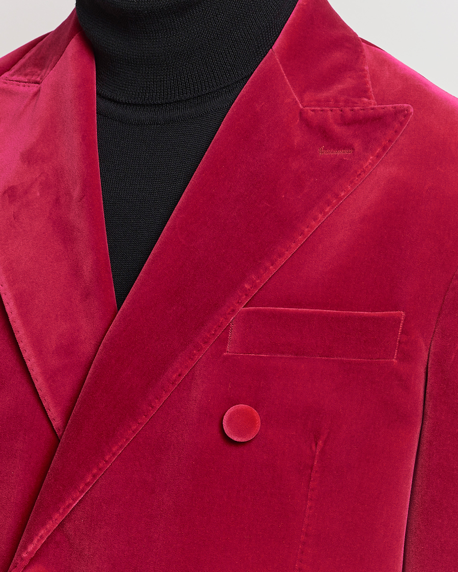 Herren | Sakkos | Oscar Jacobson | Farris Double Breasted Velvet Blazer Pink Berries