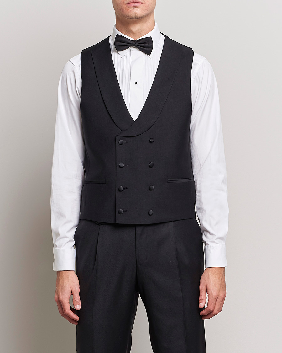 Herren | Sakkos | Oscar Jacobson | Hale Wool Tuxedo Waistcoat Black