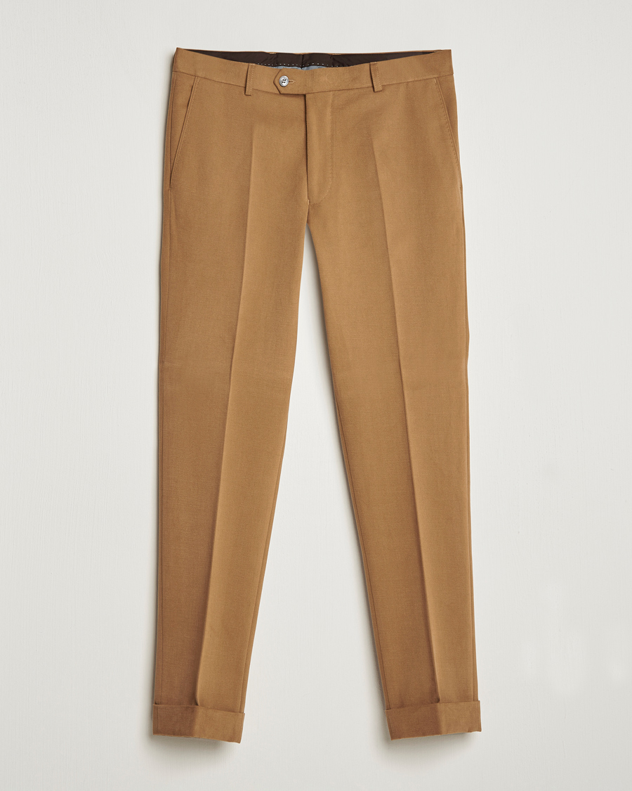 Herren | Hosen | Oscar Jacobson | Denz Brushed Cotton Turn Up Trousers Beige
