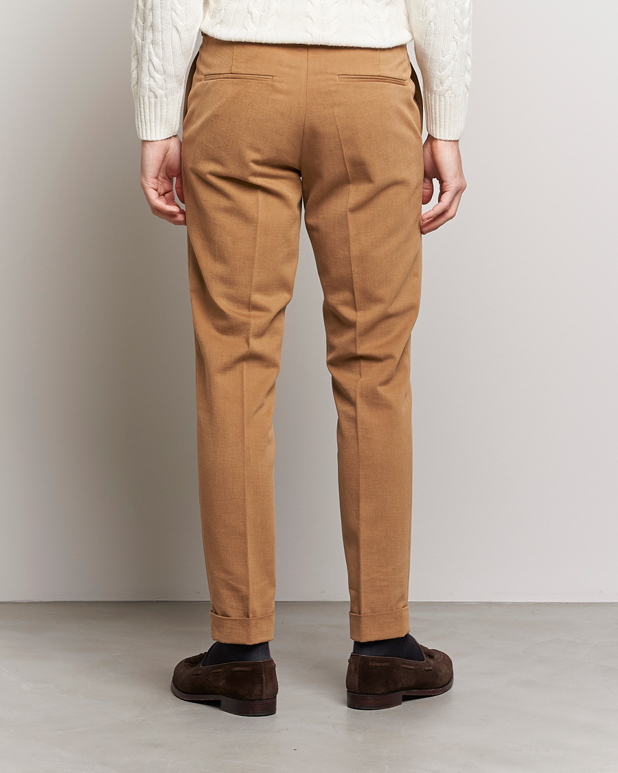 Herren | Hosen | Oscar Jacobson | Denz Brushed Cotton Turn Up Trousers Beige