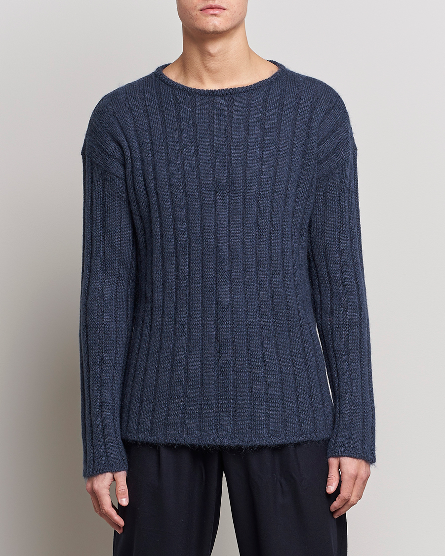 Herren |  | Giorgio Armani | Rib Stitch Mohair Sweater Navy