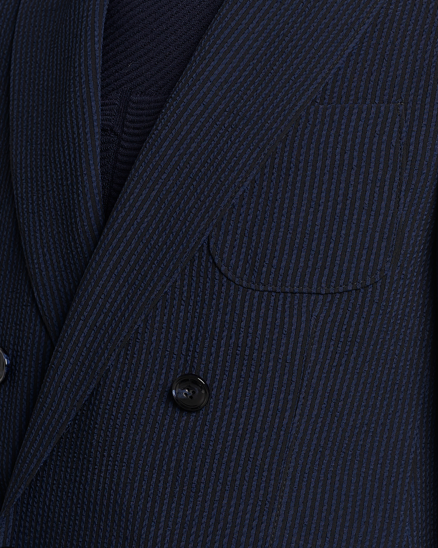 Herren | Sakkos | Giorgio Armani | Double Breasted Seersucker Blazer Navy