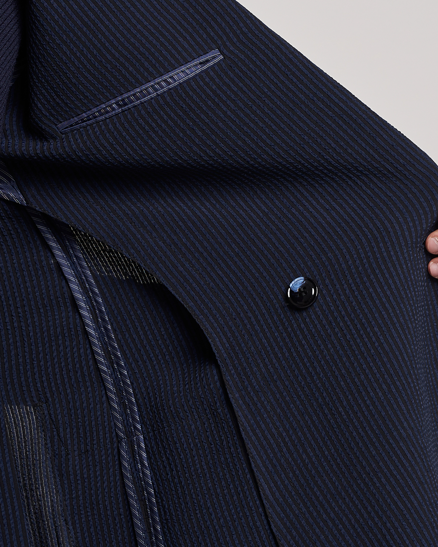 Herren | Sakkos | Giorgio Armani | Double Breasted Seersucker Blazer Navy