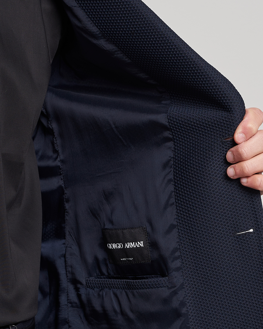 Giorgio Armani Single Breasted Mesh Blazer Navy bei Care of Carl