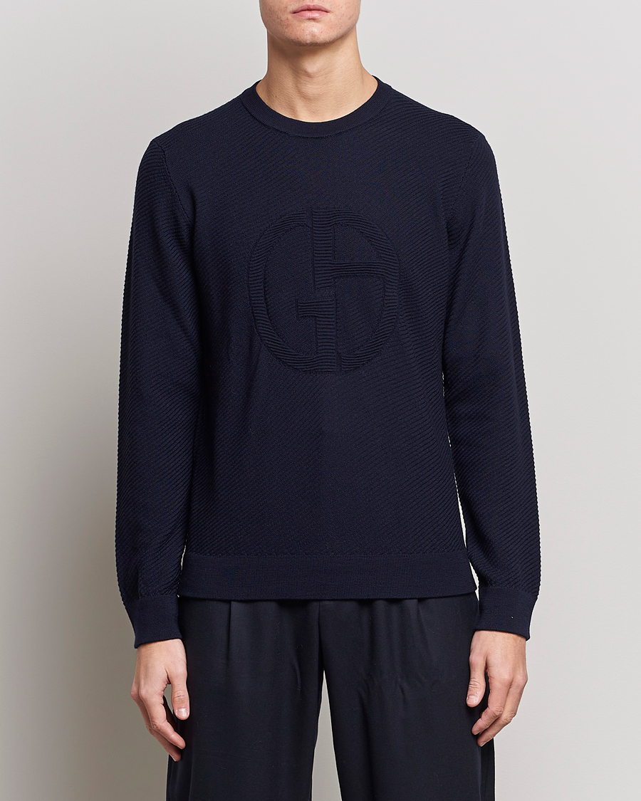 Herren | Pullover | Giorgio Armani | Diagonal Logo Pullover Navy