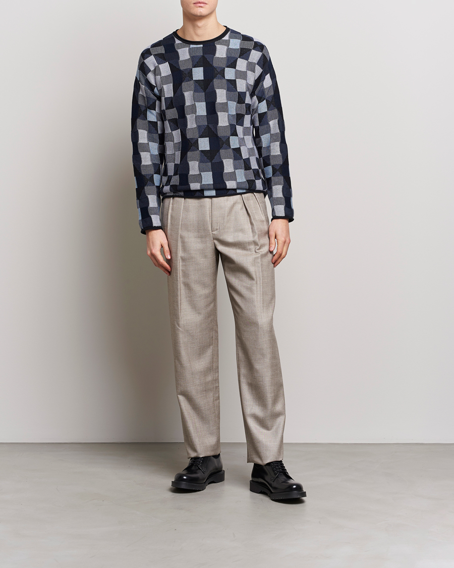 Herren | Pullover | Giorgio Armani | Geometrical Patchwork Sweater Navy/White