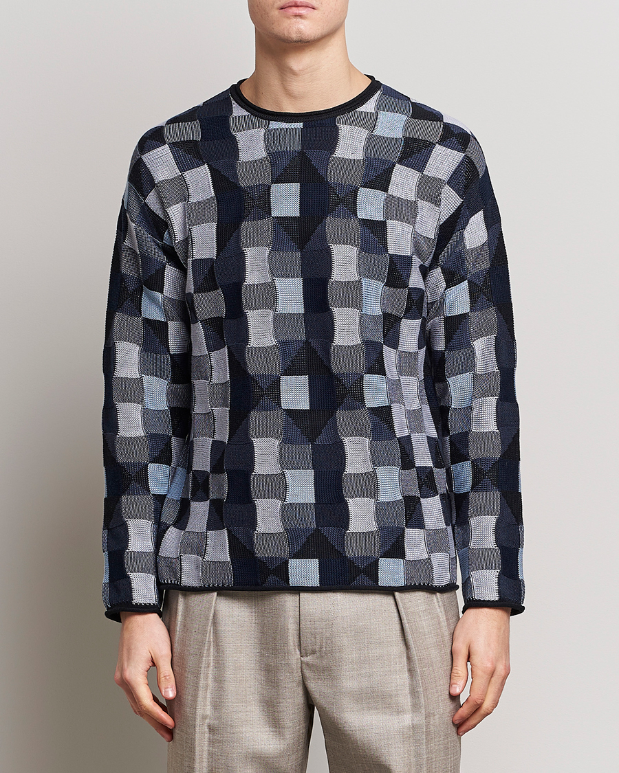 Herren |  | Giorgio Armani | Geometrical Patchwork Sweater Navy/White