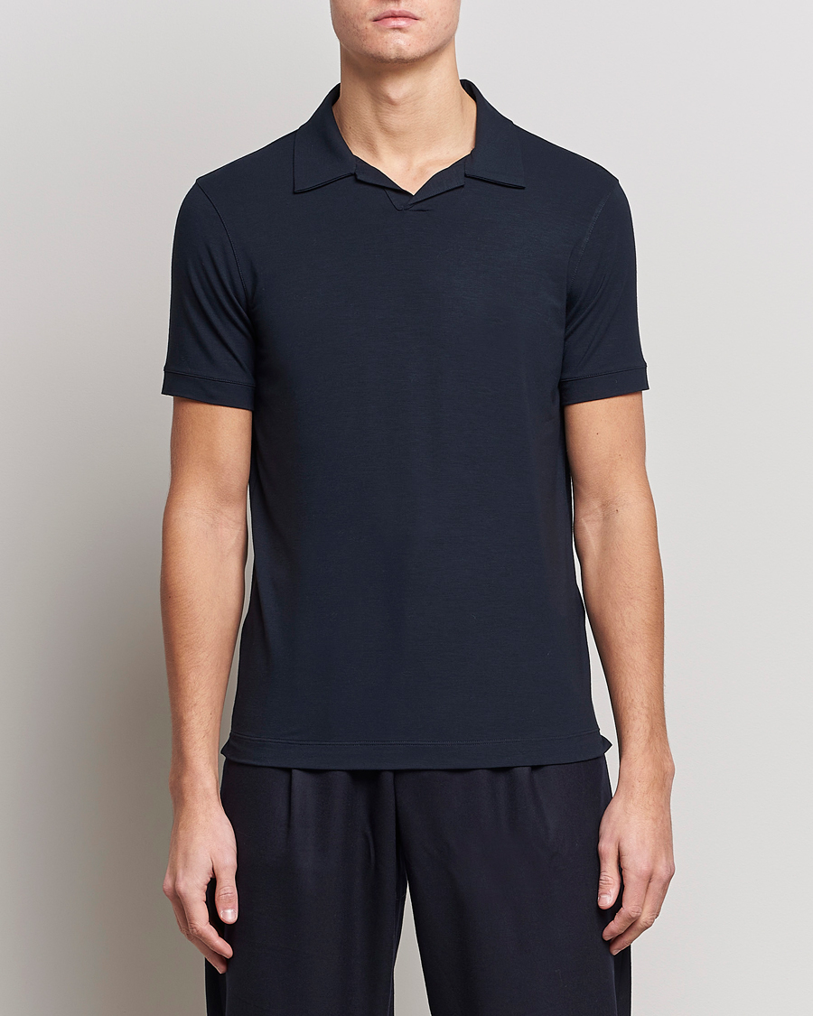 Herren | Quiet Luxury | Giorgio Armani | Short Sleeve Stretch Polo Navy