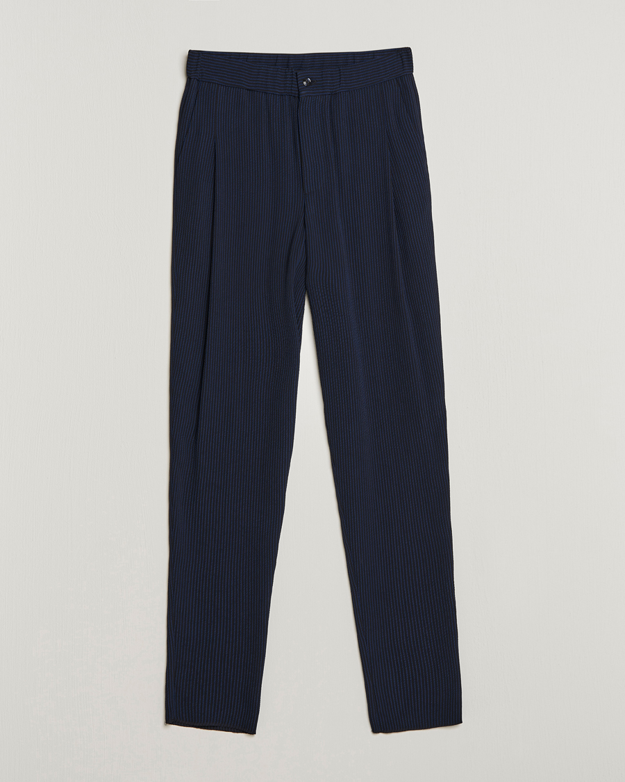 Herren | Hosen | Giorgio Armani | Pleated Seersucker Pants Navy