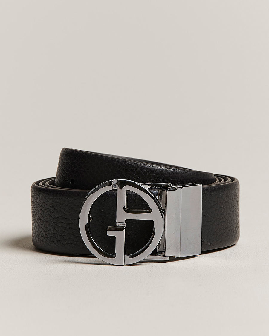 Herren | Giorgio Armani Reversible Leather Belt Black | Giorgio Armani | Reversible Leather Belt Black