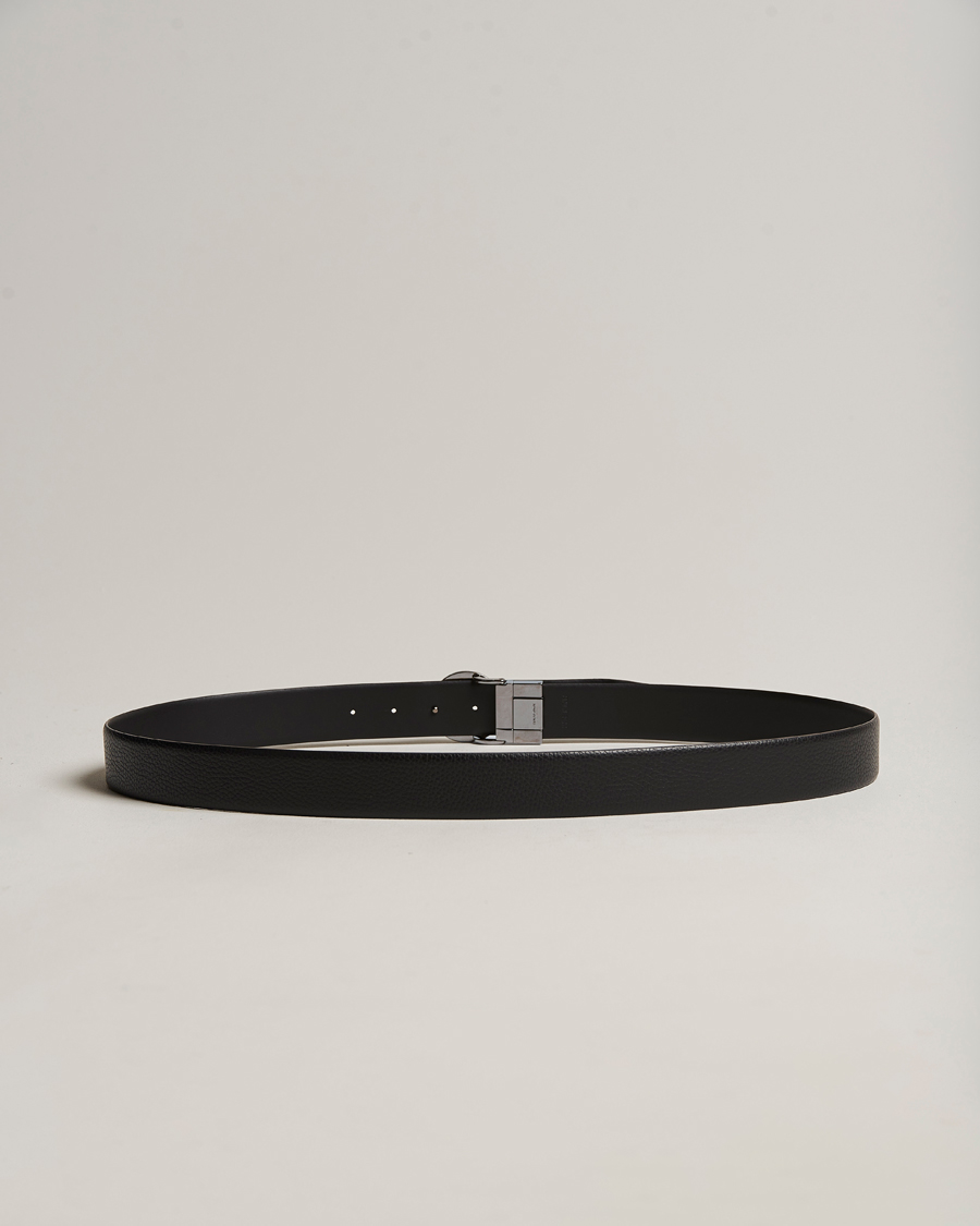 Herren | Luxury Brands | Giorgio Armani | Reversible Leather Belt Black